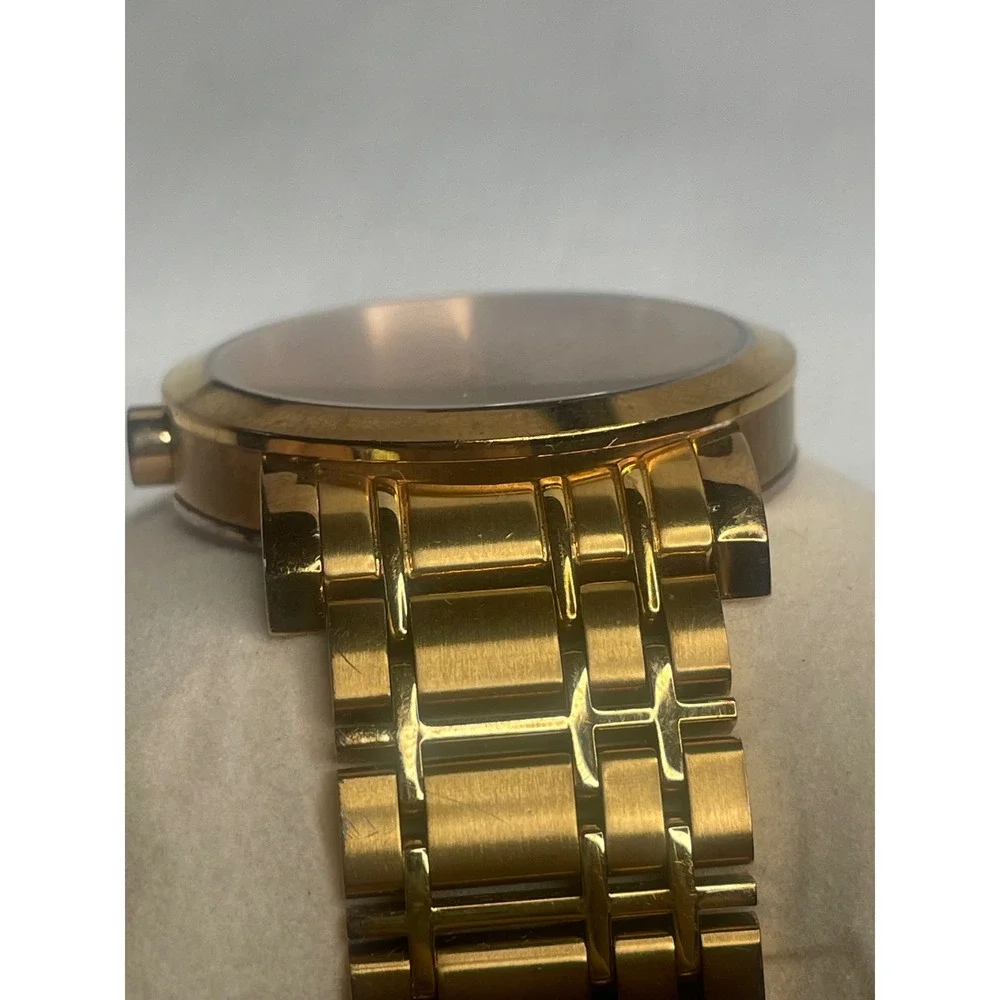 Burberry The City Rose Gold Quartz Watch 37mm Engraved Monochrome Dial Date Feat